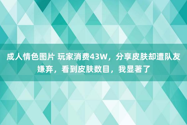 成人情色图片 玩家消费43W，分享皮肤却遭队友嫌弃，看到皮肤数目，我显著了