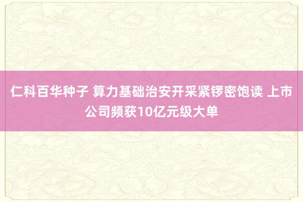 仁科百华种子 算力基础治安开采紧锣密饱读 上市公司频获10亿元级大单