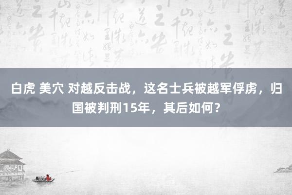 白虎 美穴 对越反击战，这名士兵被越军俘虏，归国被判刑15年，其后如何？