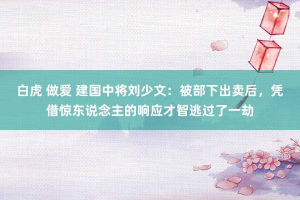 白虎 做爱 建国中将刘少文：被部下出卖后，凭借惊东说念主的响应才智逃过了一劫